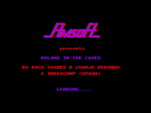 Roland In The Caves title screen for Amstrad CPC